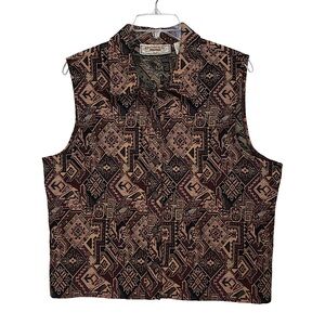 Rhythm Blue Vintage Cotton Blend Southwestern Tapestry Buttoned Vest Women’s L